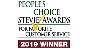 2019 people's choice stevie award for favorite customer service winner emblem.