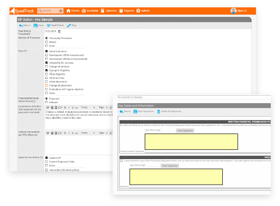 Screenshots of a document management software interface showing various fields and options for tracking and handling documents.