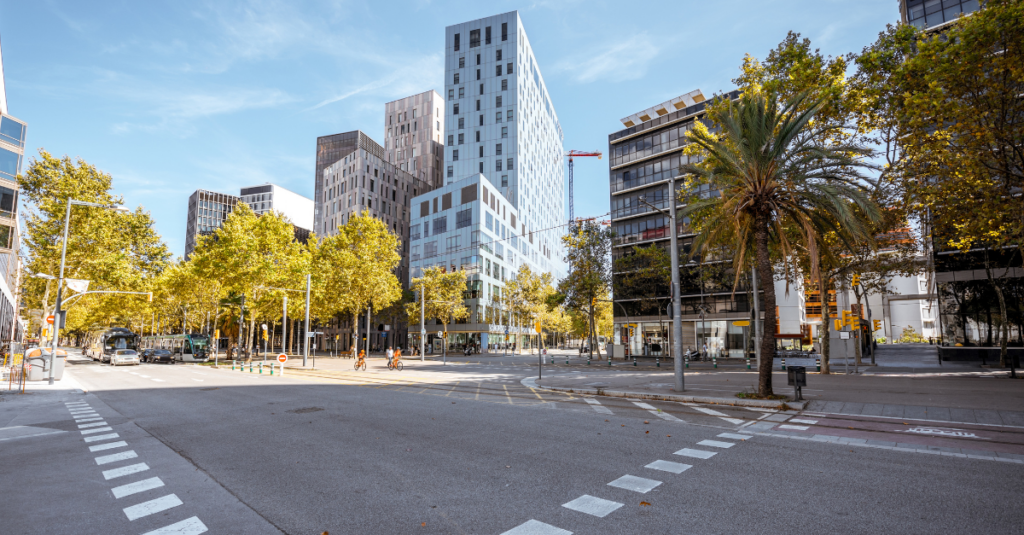 City street with building in background