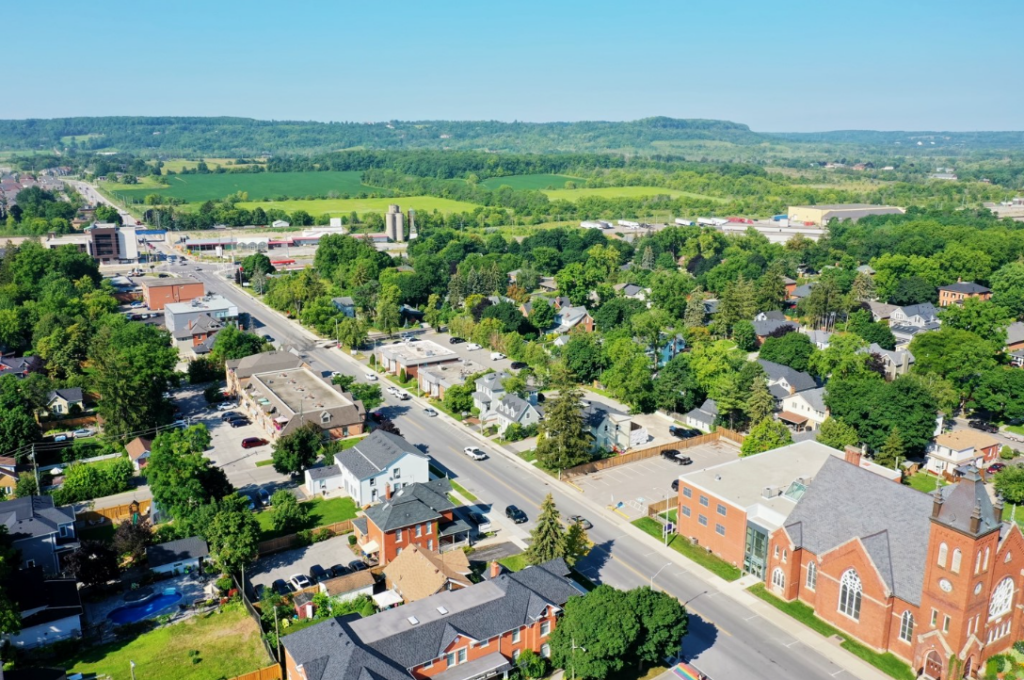 Areal view of town