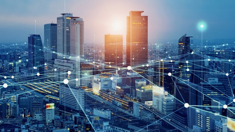 view of a downtown city where public sector uses Euna Payments to build customer trust for online payments