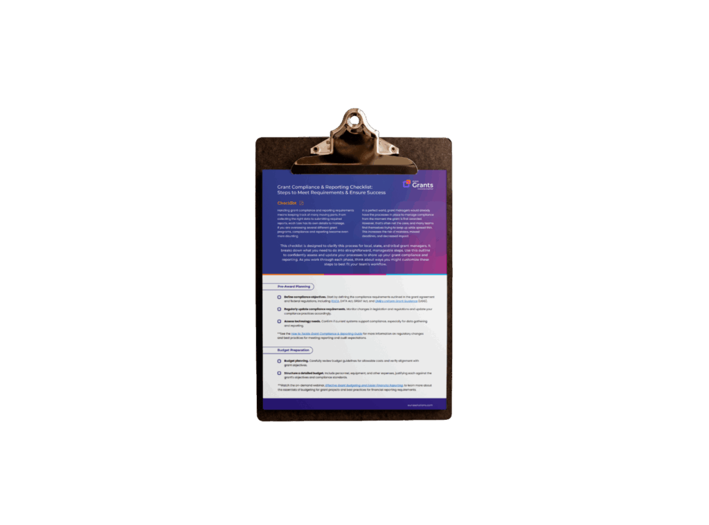 Euna Grants Powered by AmpliFund Grant Compliance and Reporting Checklist for grant managers