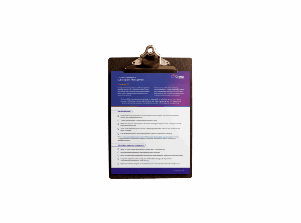 Euna Grants Powered by AmpliFund Local Government Subrecipient Management Checklist Clipboard Thumbnail