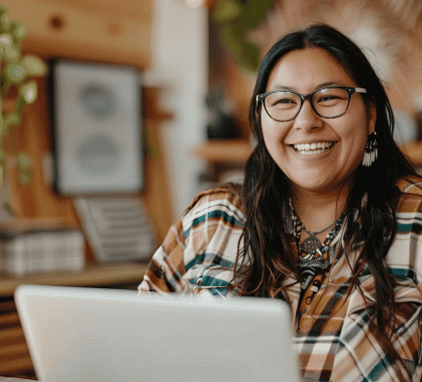 Woman working on laptop