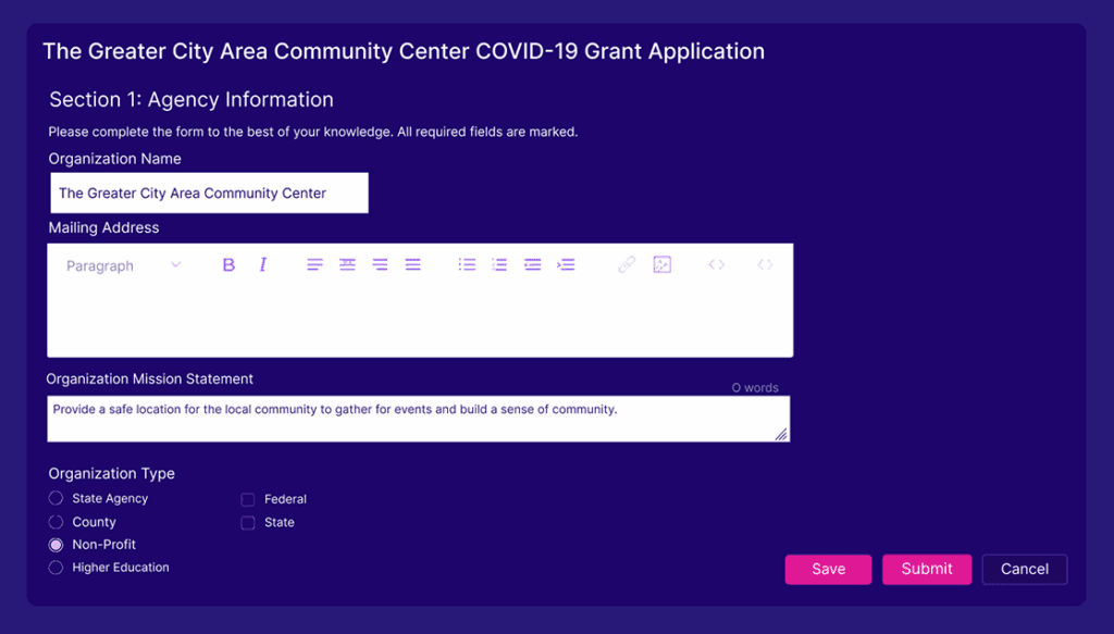 Euna Solutions Grant Maker Create