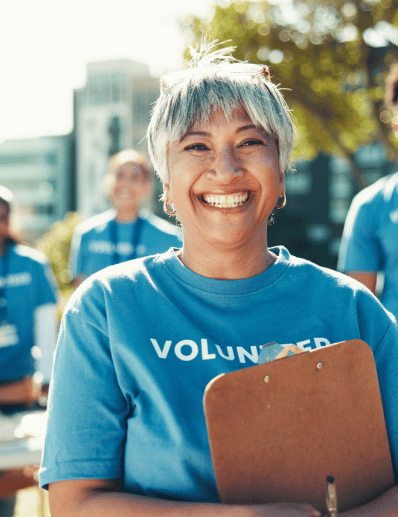 nonprofit employee working on computer