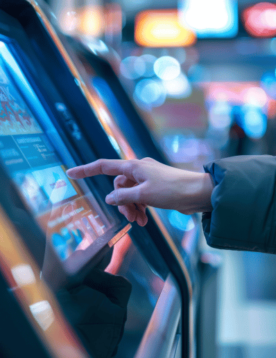 person using kiosk to pay utility bill